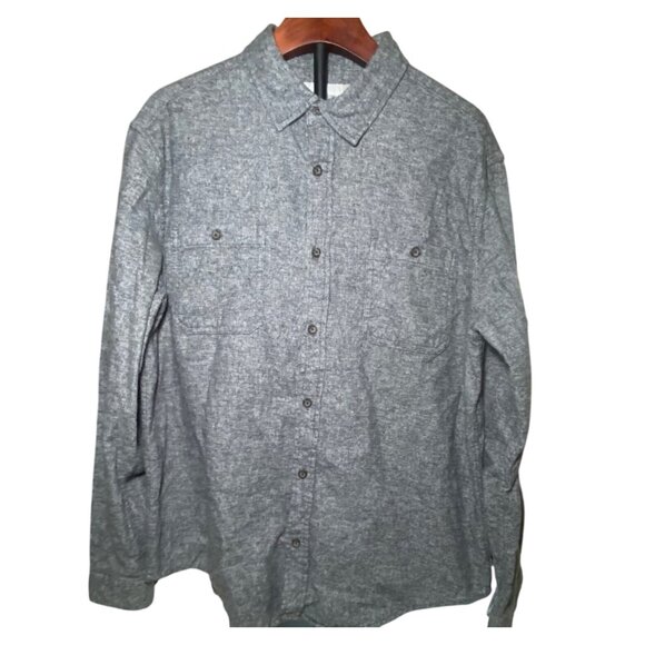 Goodfellow & Co Gray Button-Up Flannel Shirt Long Sleeve Warm Comfort Casual - Picture 2 of 7